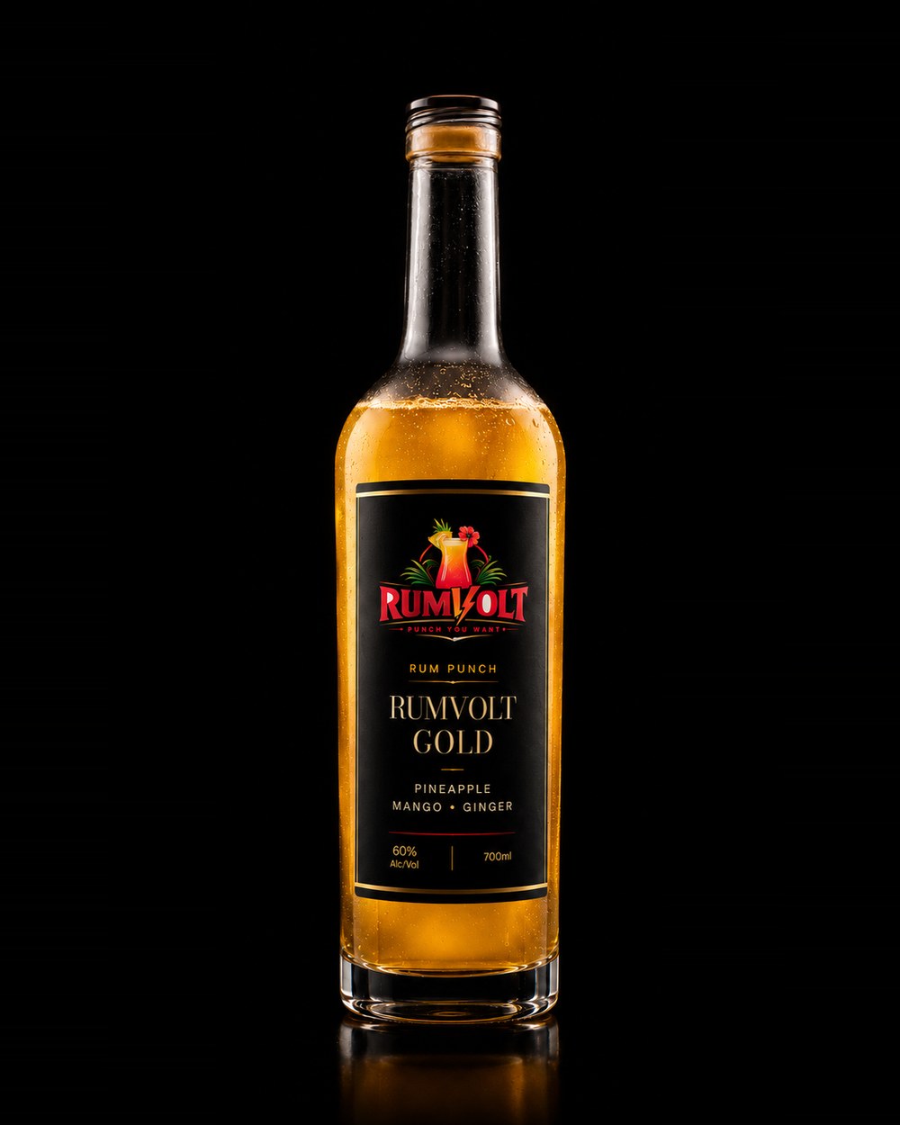 RUMVOLT GOLD bottle — Pineapple • Mango • Ginger, 60% Alc/Vol, 700ml
