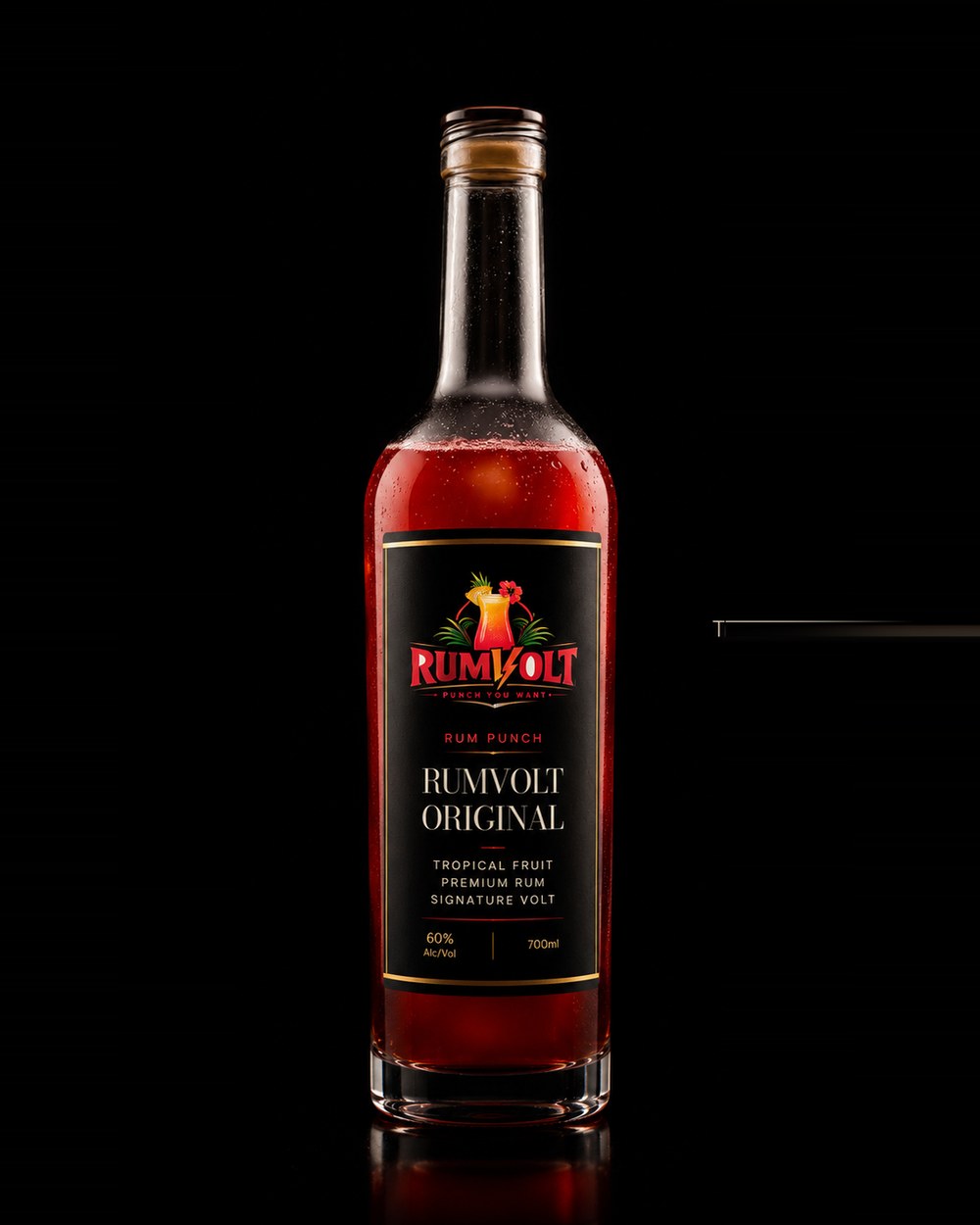RUMVOLT ORIGINAL bottle — Tropical fruit • Premium rum • Signature Volt, 60% Alc/Vol, 700ml