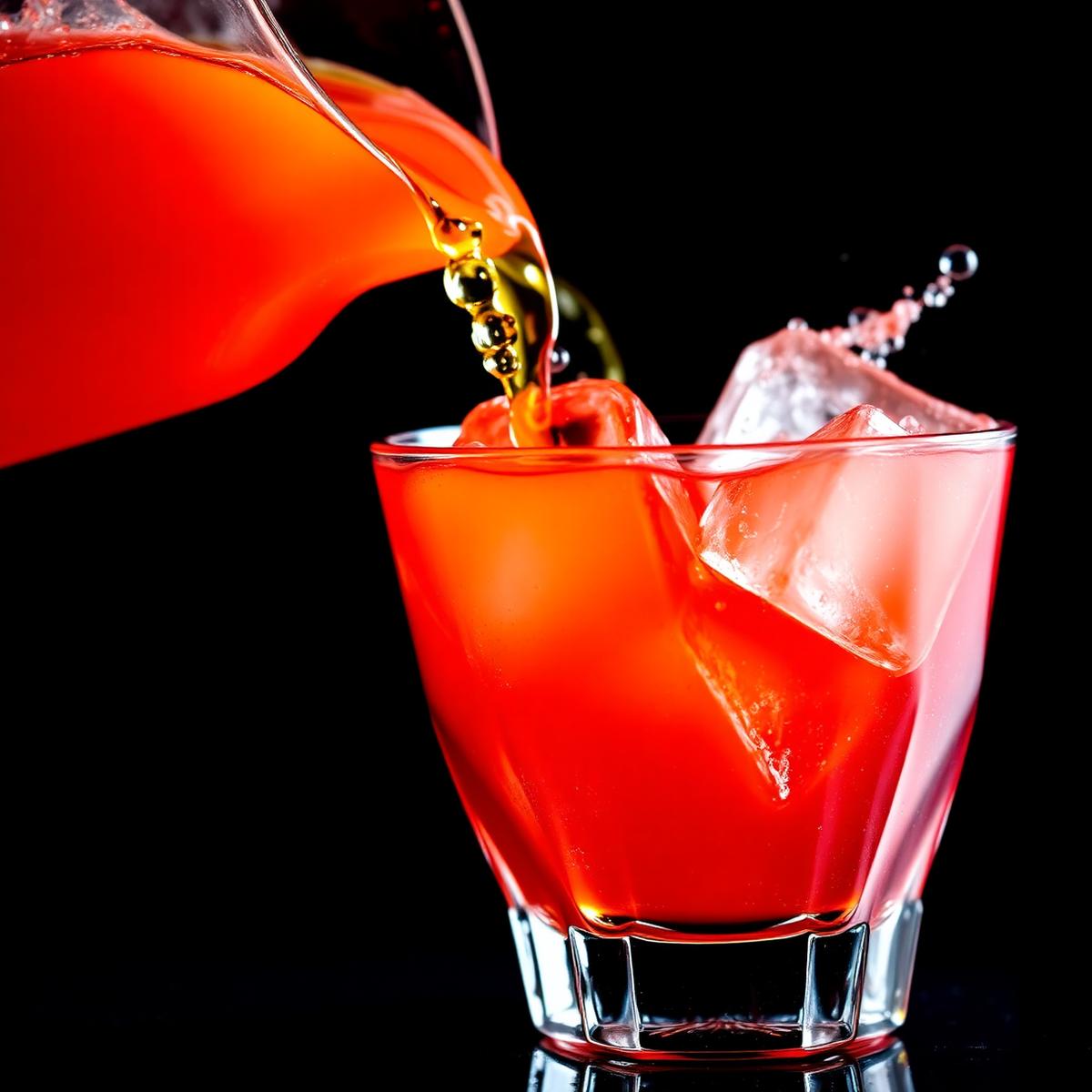 Rum punch poured over ice